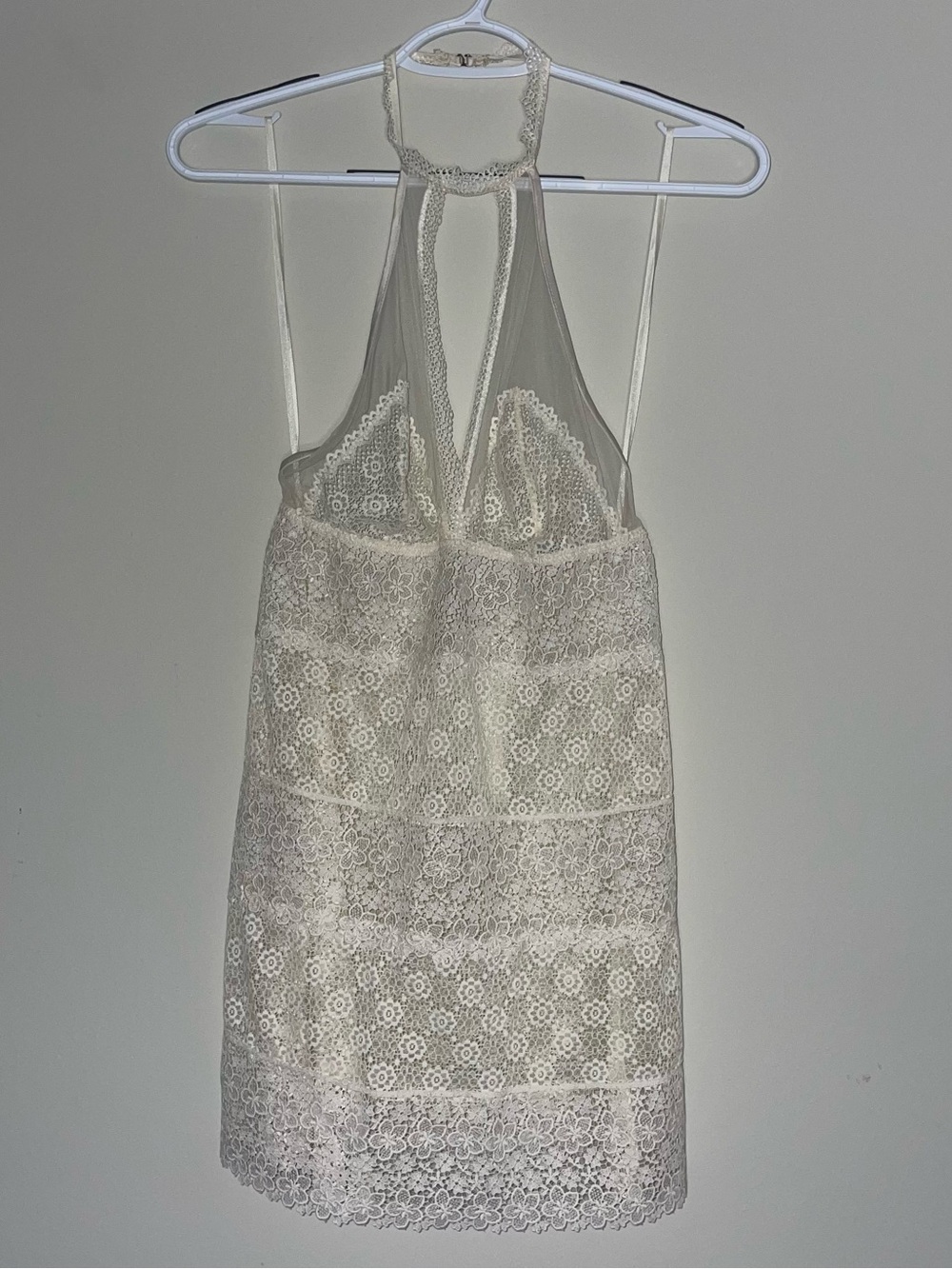 Intimissimi M Floral Ivory Lace Mesh Halter Neck Lingerie Mini Dress NWT